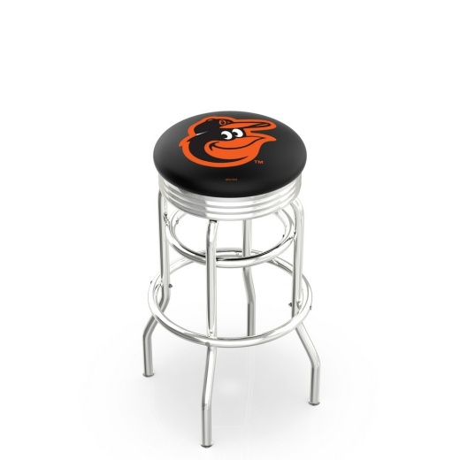 L7c3c Baltimore Orioles Doubleing Swivel Stool With Chrome Finish By Hbs