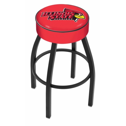 L8b1 4" Illinois State Cushion Seat With Black Wrinkle Base Swivel Bar Stool By Holland Bar Stool Company
