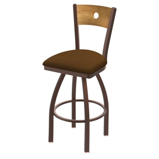 830 Voltaire Swivel Stool With Bronze Finish, Medium Back And Canter Thatch Seat