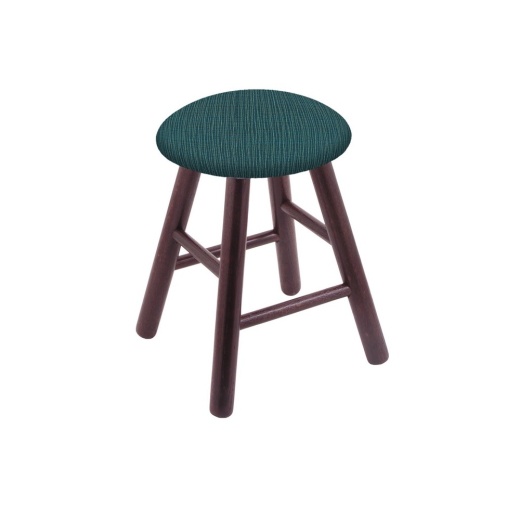 Oak Round Cushion Swivel Stool With Smooth Legs, Dark Cherry Finish, And Graph Tidal Seat