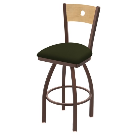 830 Voltaire Swivel Stool With Bronze Finish, Natural Back And Canter Pine Seat