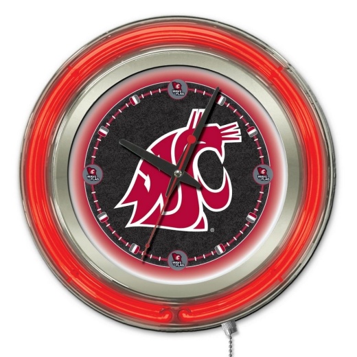 Washington State University Double Neon Wall Clock By Holland Bar Stool Co