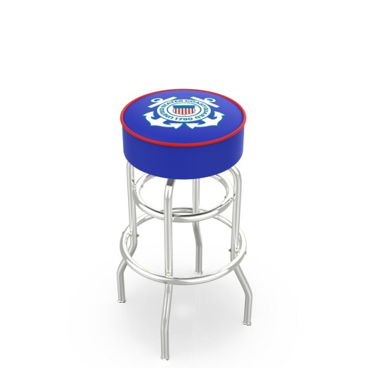 L7c1 4" U.S. Coast Guard Cushion Seat With Doublering Chrome Base Swivel Bar Stool By Holland Bar Stool Company