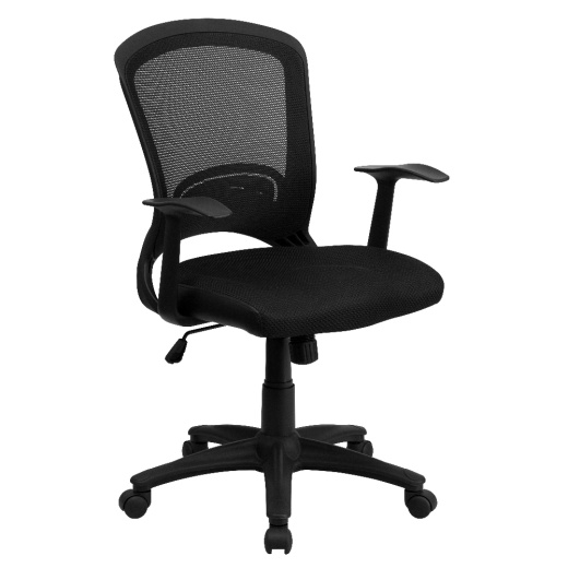 Manny Midback Designer Black Mesh Swivel Task Office Chair With Arms