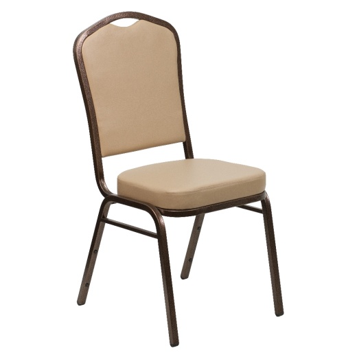 Hercules Series Crown Back Stacking Banquet Chair In Tan Vinyl Copper Vein Frame