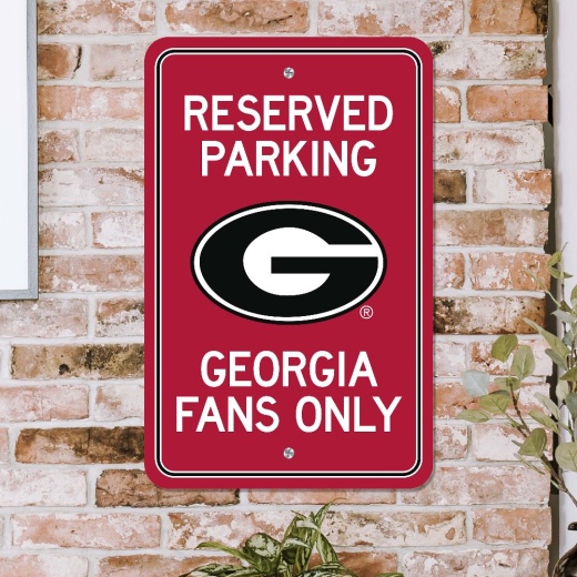 Georgia Bulldogs Team Color Reserved Parking Sign Decor 18In. X 11.5In. Lightweight