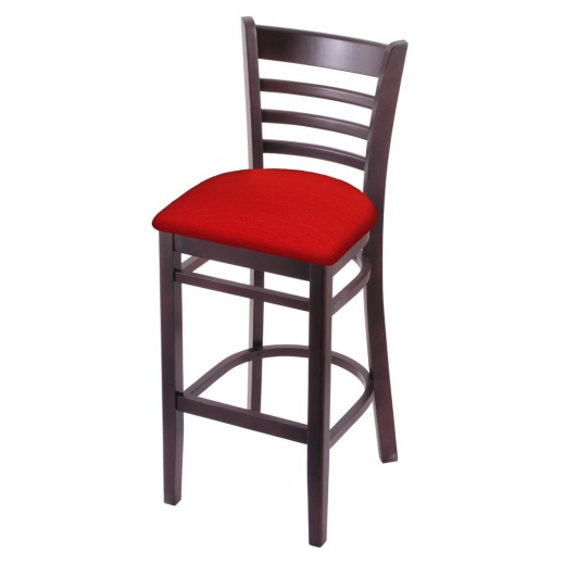 3140 Stool With Dark Cherry Finish And Canter Red Seat