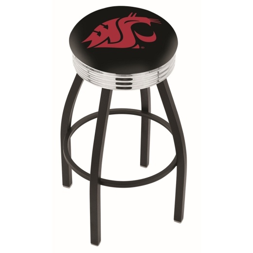 L8b3c Black Wrinkle Washington State Swivel Bar Stool With Chrome 2.5" Ribbed Accent Ring By Holland Bar Stool Company