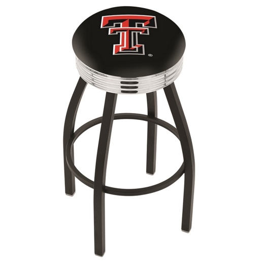 L8b3c Black Wrinkle Texas Tech Swivel Bar Stool With Chrome 2.5 Ribbed Accent Ring By Holland Bar Stool Company