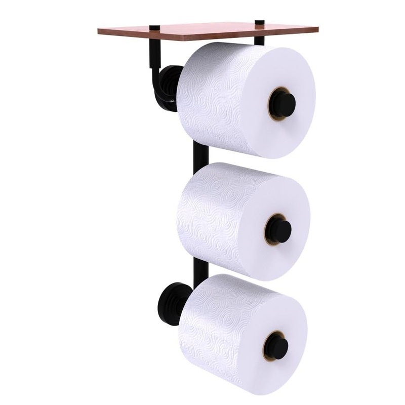 Waverly Place Collection 3 Roll Toilet Paper Holder With Wood Shelf