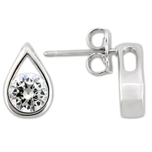 Rhodium 925 Sterling Silver Earrings With Aaa Grade Cz In Clear