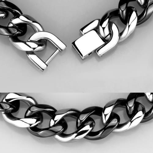 3W1000 - High Polished (No Plating) Stainless Steel Bracelet With Ceramic In Jet - 8.5"