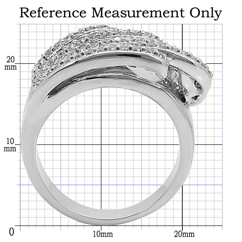 1W018 - Rhodium Brass Ring With Aaa Grade Cz In Clear