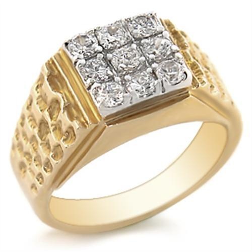 2W062 - Gold+Rhodium Brass Ring With Aaa Grade Cz In Clear