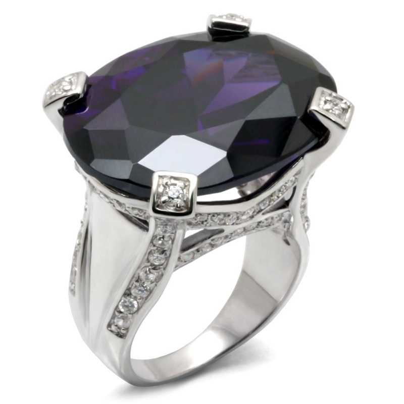32926 - High-Polished 925 Sterling Silver Ring With Aaa Grade Cz In Amethyst - 5