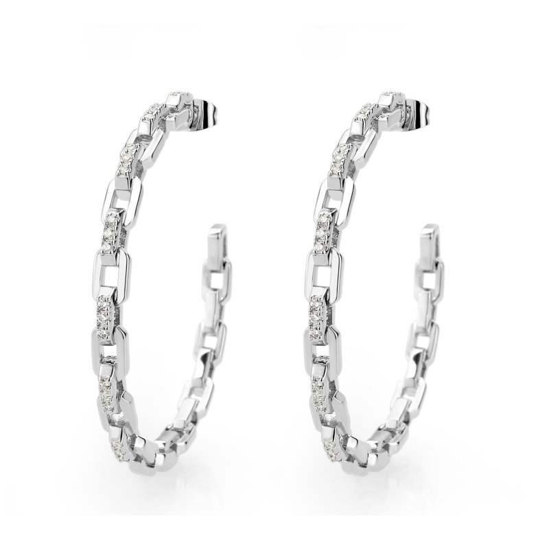 3W1735 - Imitation Rhodium Brass Earring With Aaa Grade Cz In Clear - N/a