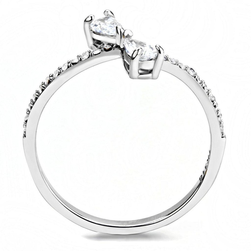 High Polished (No Plating) Stainless Steel Ring With Aaa Grade Cz In Clear