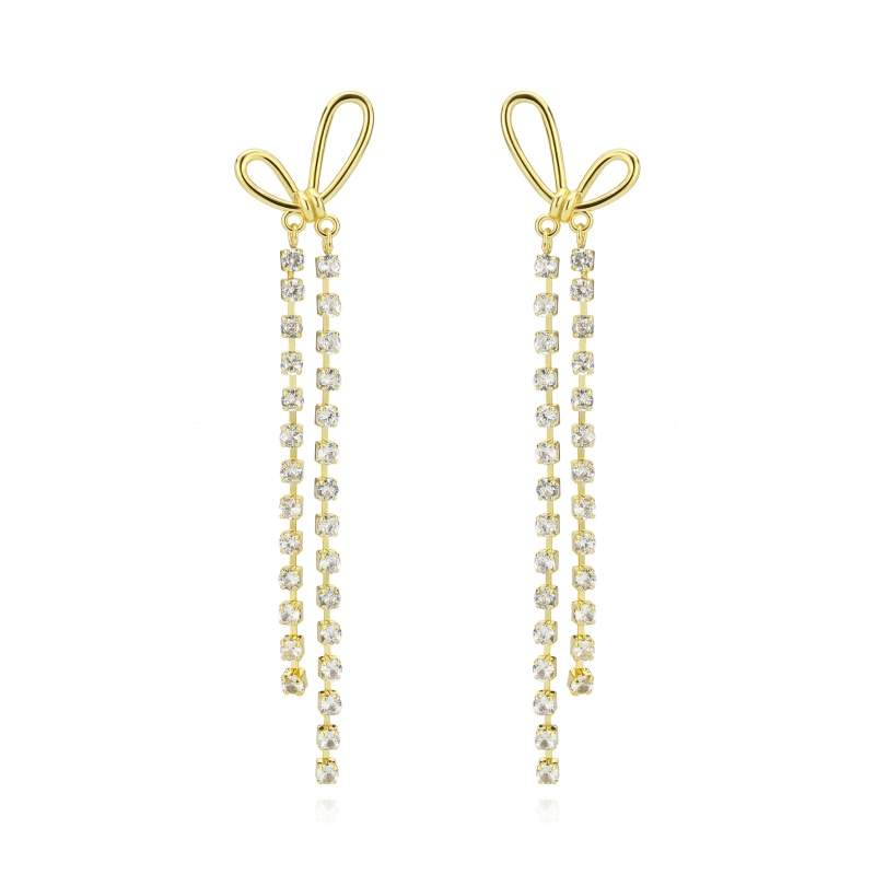 3W1768g - Flash Gold Brass Earring With Top Grade Crystal In Clear - N/a
