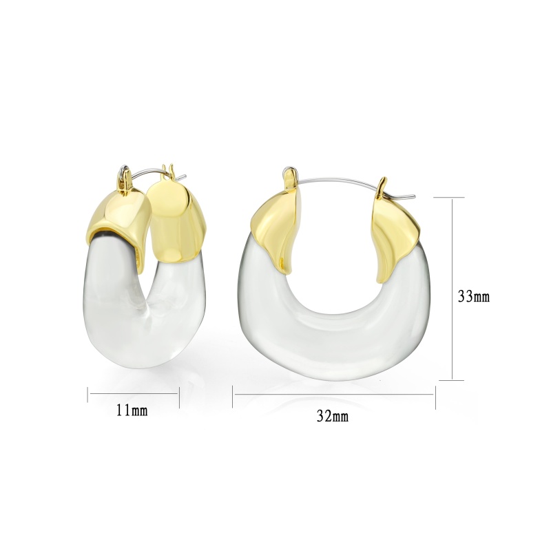 3W1738g - Flash Gold Brass Earring With Synthetic In Clear - N/a
