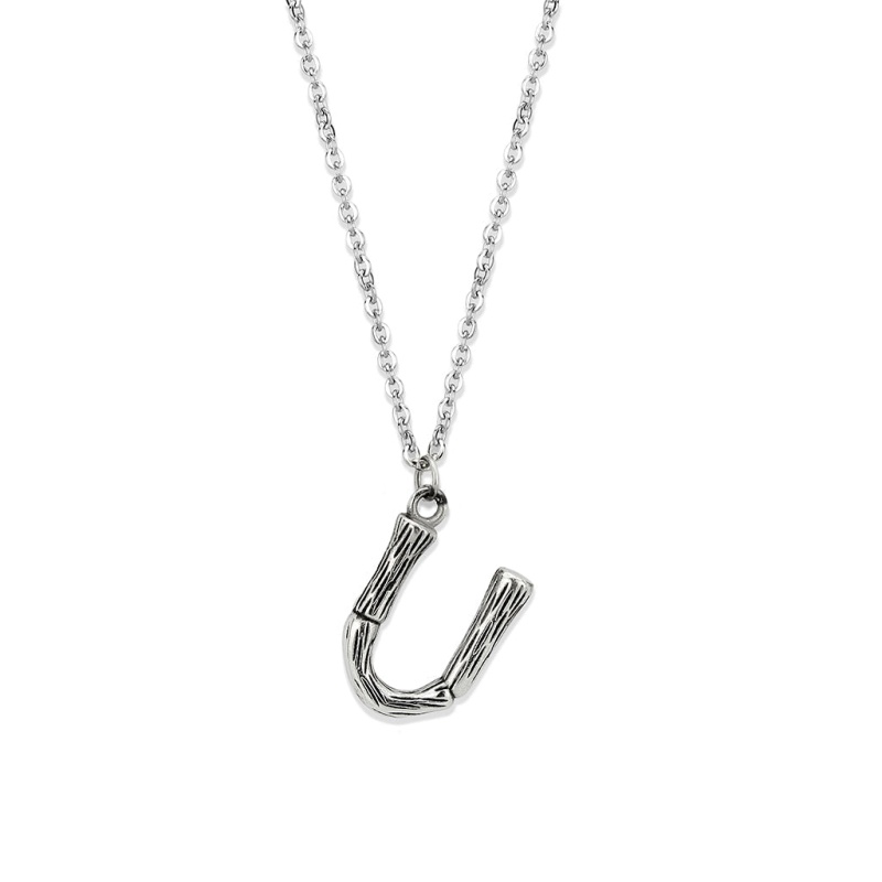 Tk3853u High Polished Stainless Steel Chain Initial Pendant - Letter U - 16"