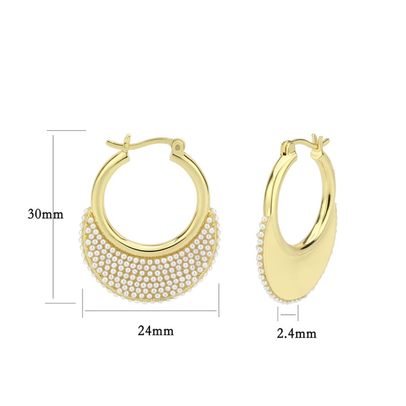 3W1785 - Flash Gold Brass Earring With Synthetic In White - N/a