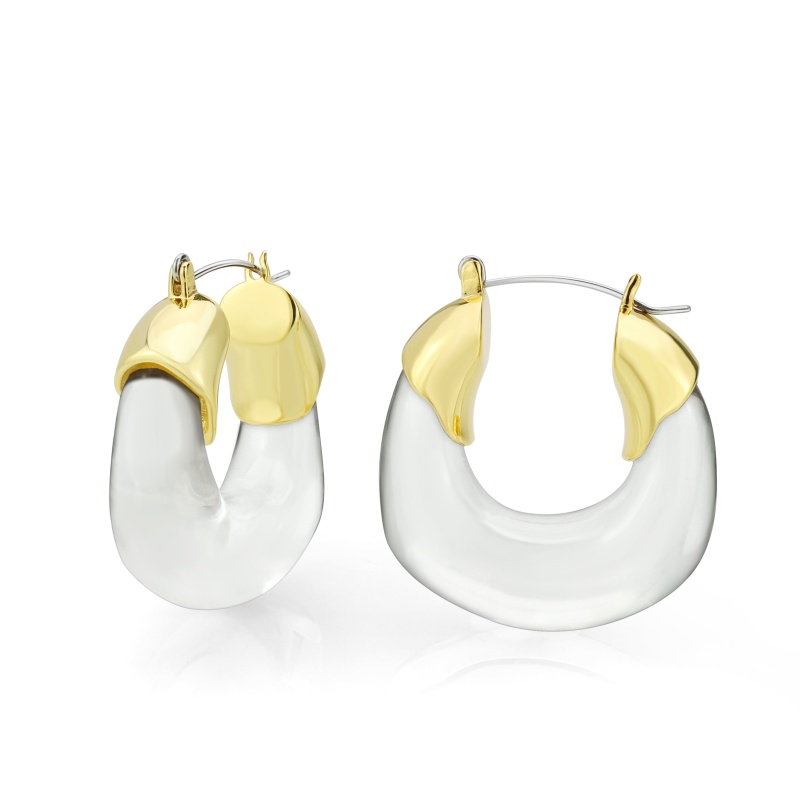 3W1738g - Flash Gold Brass Earring With Synthetic In Clear - N/a