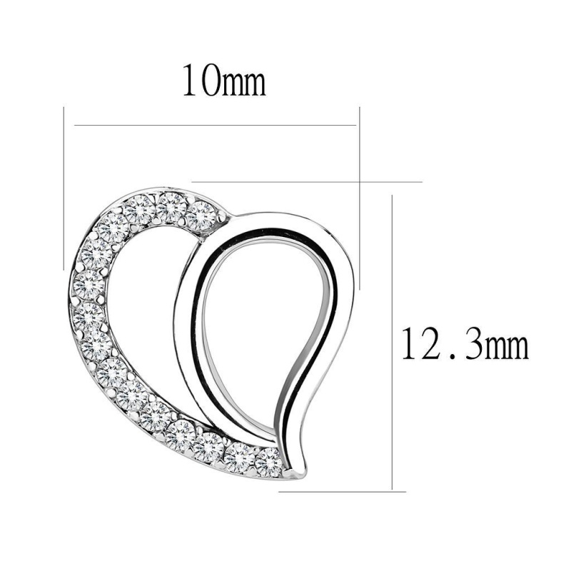 High Polished (No Plating) Stainless Steel Earrings With Aaa Grade Cz In Clear