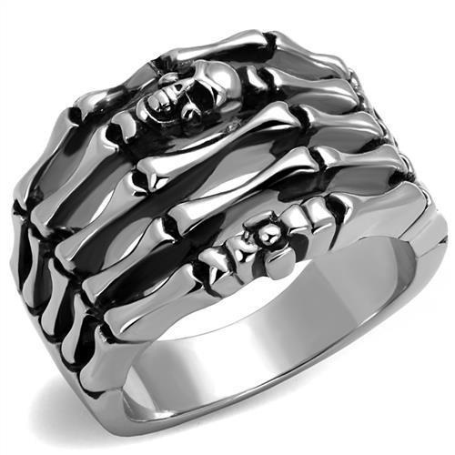 Tk2512 - High Polished (No Plating) Stainless Steel Ring with Epoxy in Jet