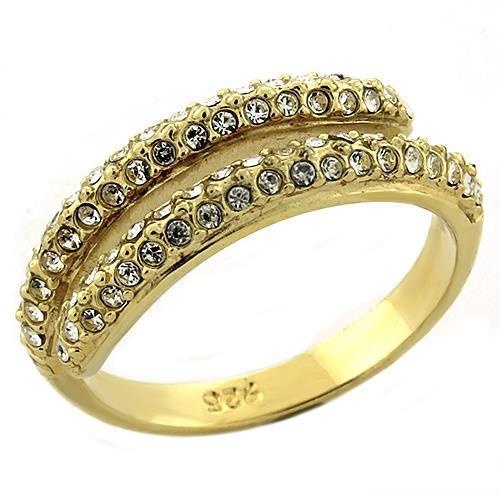 Alamode Loas1224 - Gold 925 Sterling Silver Ring With Aaa Grade Cz In Clear