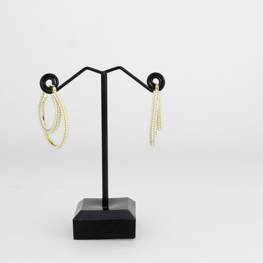 Alamode Flash Gold Brass Earring with Synthetic White Stone - 3W1791