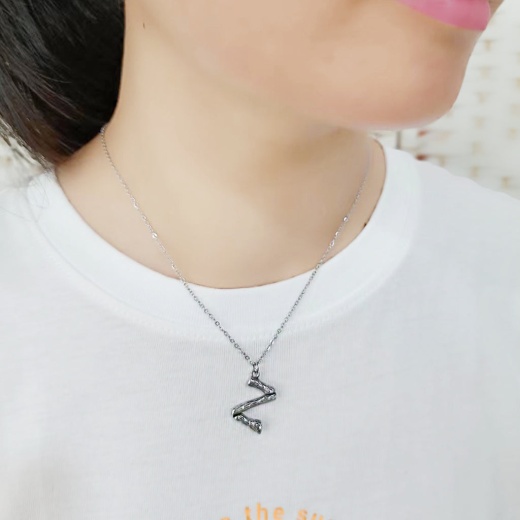 Tk3853z High Polished Stainless Steel Chain Initial Pendant - Letter Z - 16"
