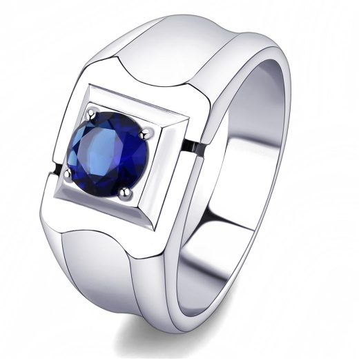 Alamode Tk3459 - High Polished Stainless Steel Ring with Synthetic Glass in Montana