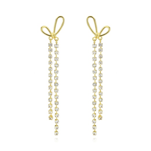 Alamode Flash Gold Brass Earring with Top Grade Crystal - Clear