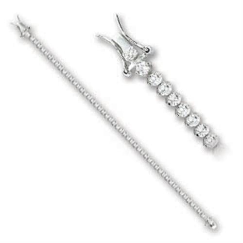 Alamode Rhodium Brass AAA Grade CZ Clear Stone Bracelet