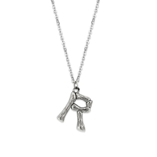 Tk3853r High Polished Stainless Steel Chain Initial Pendant - Letter R - 16"