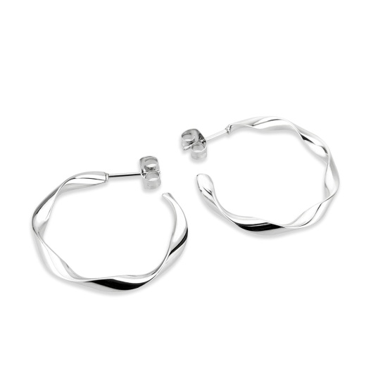 Alamode High Polished Minimalist Stainless Steel Earrings - Pair