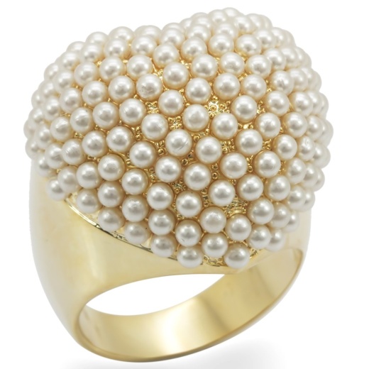 Alamode Gold Brass Ring with Synthetic Citrine Yellow Stone
