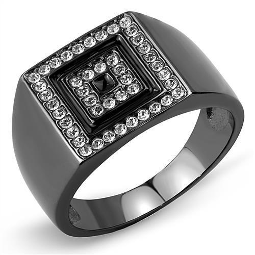 Alamode Tk3220 - IP Light Black Stainless Steel Ring with Top Grade Crystal in Clear