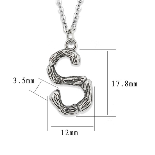 Tk3853s High Polished Stainless Steel Chain Initial Pendant - Letter S - 16"