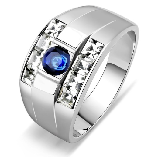 Alamode Tk3463 High Polished Stainless Steel Ring with Synthetic Glass in Montana
