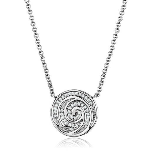 Alamode 3W1029 Rhodium Brass Chain Pendant with AAA Grade CZ in Clear