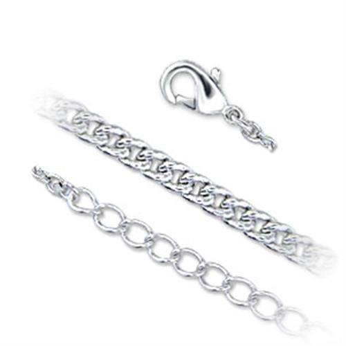 Alamode Loa1177 Silver Brass Chain with No Stone - 16 Inch