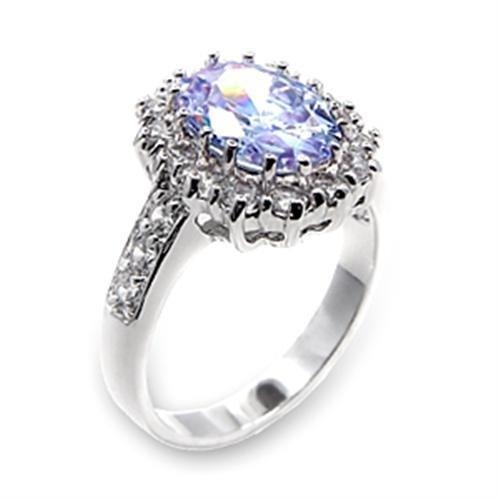Alamode 6X114 Rhodium Brass Ring with AAA Grade CZ in Light Amethyst - 5