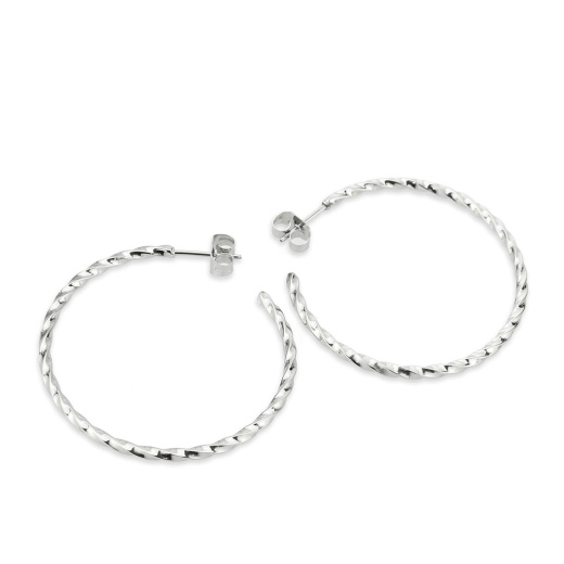 Alamode High Polished Minimalist Stainless Steel Earrings - Pair
