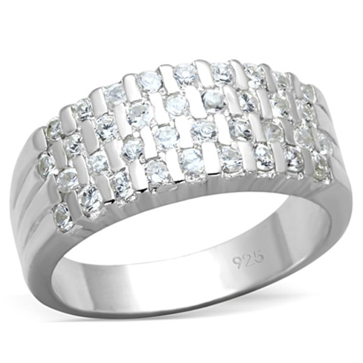 Los707 Silver 925 Sterling Silver Ring with AAA Grade CZ in Clear
