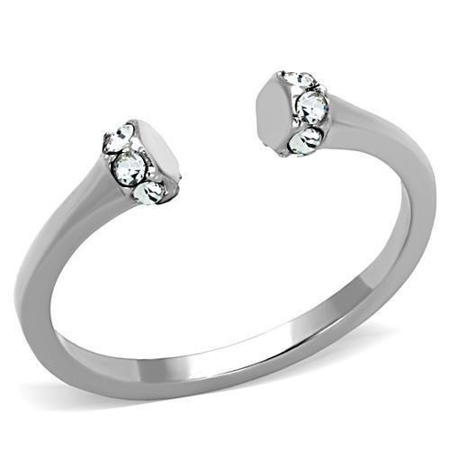 Alamode Tk1580 High Polished Stainless Steel Ring with Top Grade Crystal in Clear