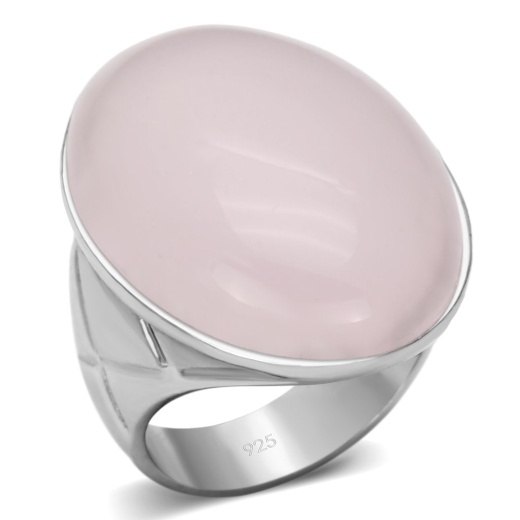 Alamode Loas865 Rhodium 925 Sterling Silver Ring with Pink Crystal in Light Rose