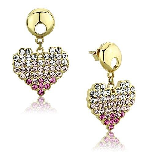Alamode IP Gold(Ion Plating) Stainless Steel Earrings with Top Grade Crystal in Multi Color