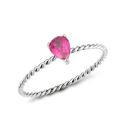 Tk3863 - High Polished Stainless Steel Ring with AAA Grade CZ Ruby