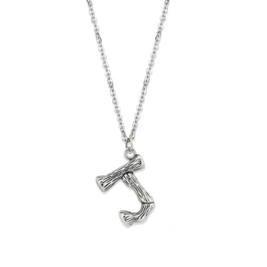 Tk3853j High Polished Stainless Steel Chain Initial Pendant - Letter J - 16" by Alamode